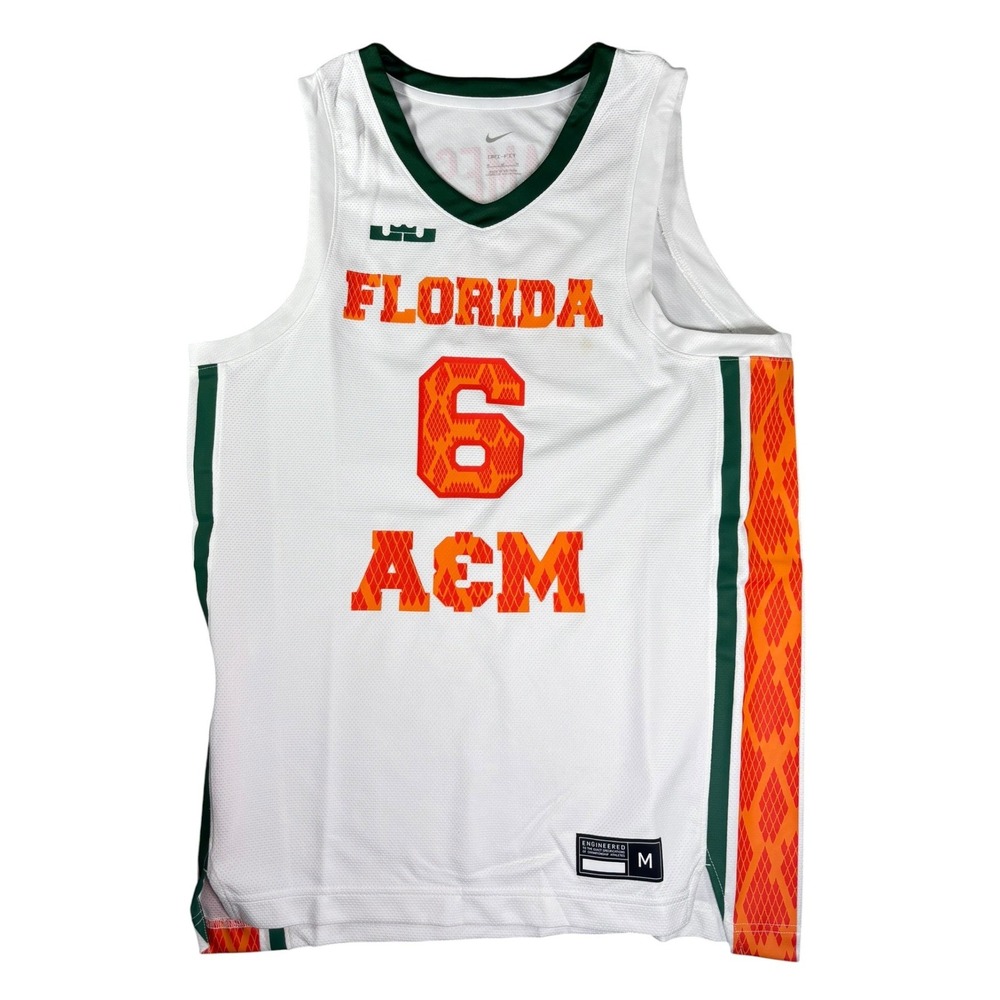 Nike LeBron James Florida A&M FAMU Rattlers Basketball Jersey White‎ Medium NEW